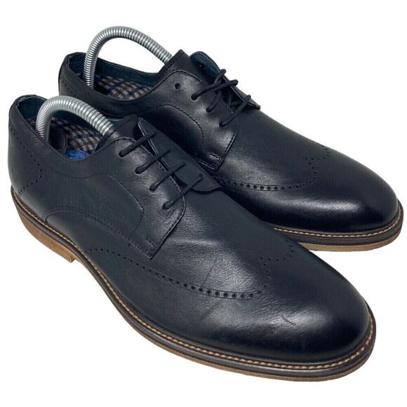 English Laundry Men's Size 7 Wing Tip Dress Casual Shoes Black Leather - Picture 1 of 10